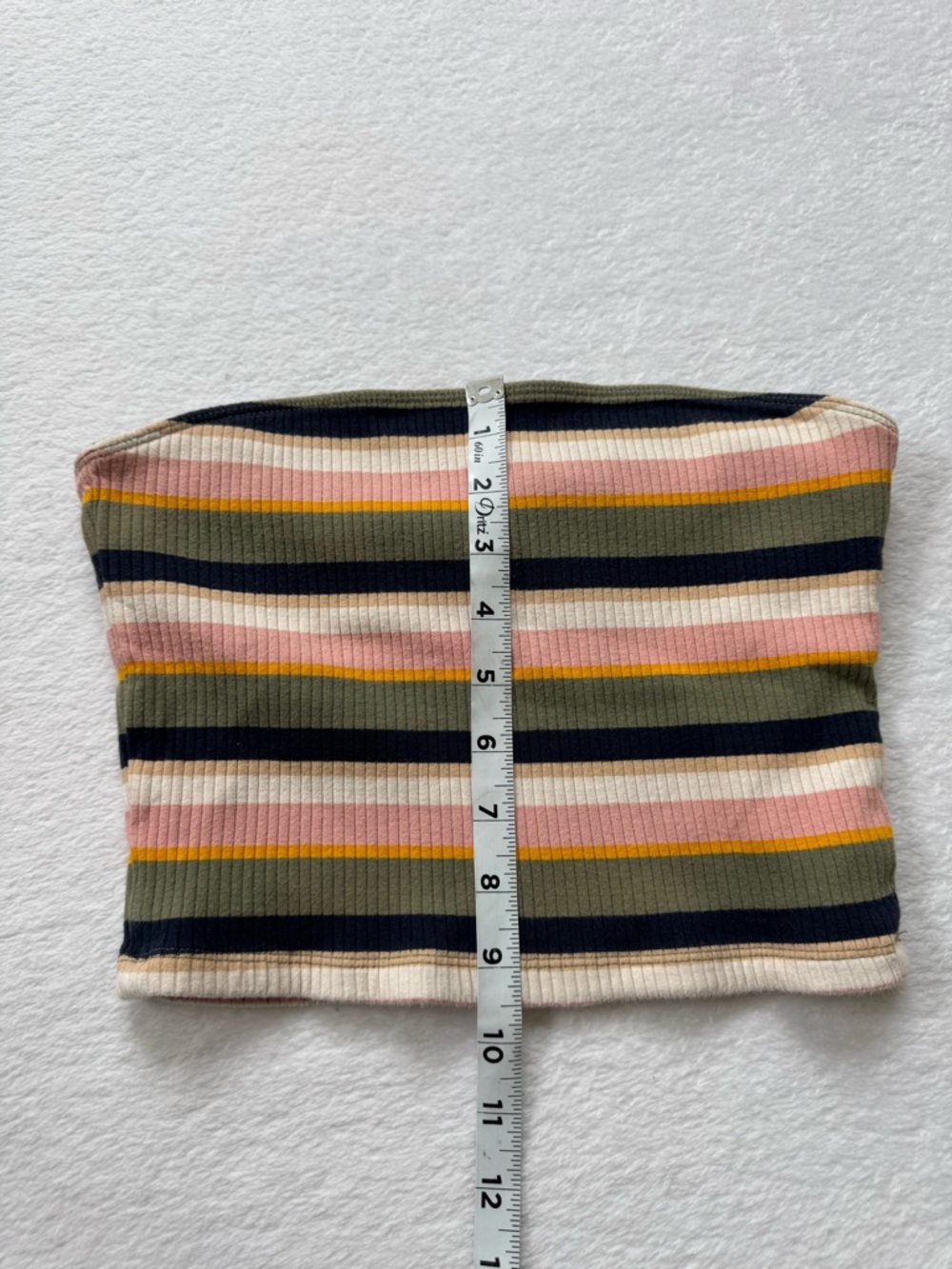 HOLLISTER Striped Ribbed Tube Top in Olive, Pink, Navy & Cream - Picture 5 of 6